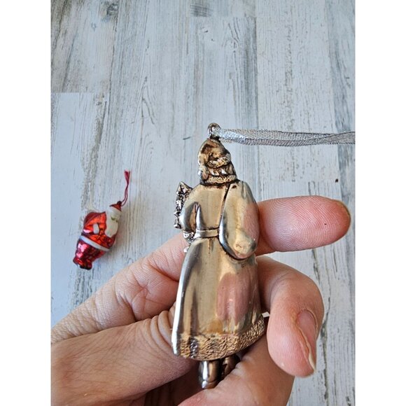 Metal Santa Bell ornament vintage set tree Xmas decor - Picture 6 of 9